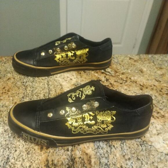 Elvis Shoes Rock and Roll Women Size 9 Black/Gold Rare Embroidered 1977 - Picture 4 of 12